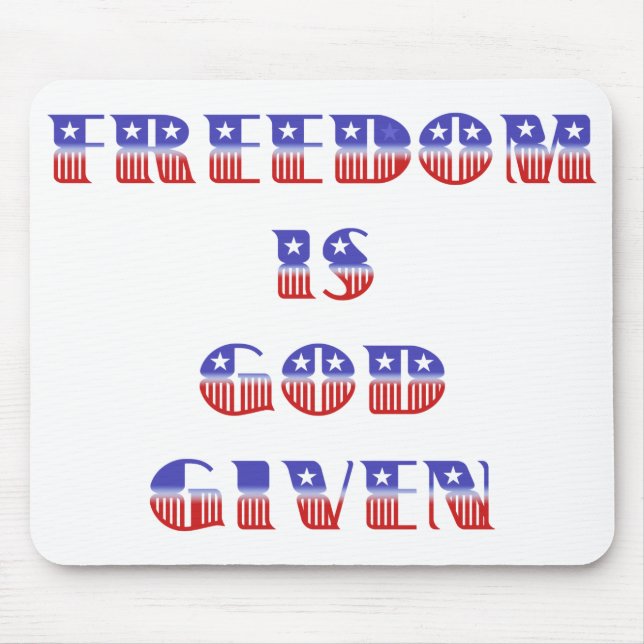 Mousepad Liberdade é Deus dado, vermelho branco e azul (Frente)