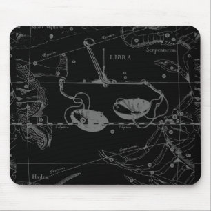 Mousepad Libra Constelação Hevelius 1690 Mapa em Preto