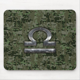 Mousepad Libra Zodiac Símbolo do camo digital verde-oliva