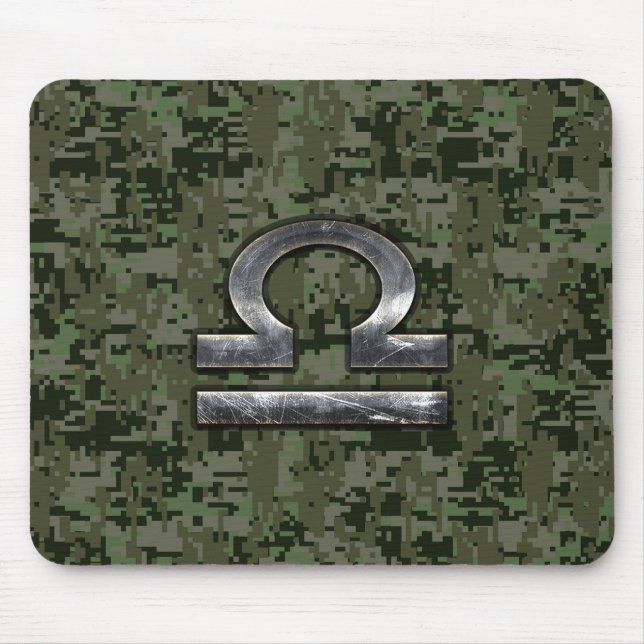 Mousepad Libra Zodiac Símbolo do camo digital verde-oliva (Frente)