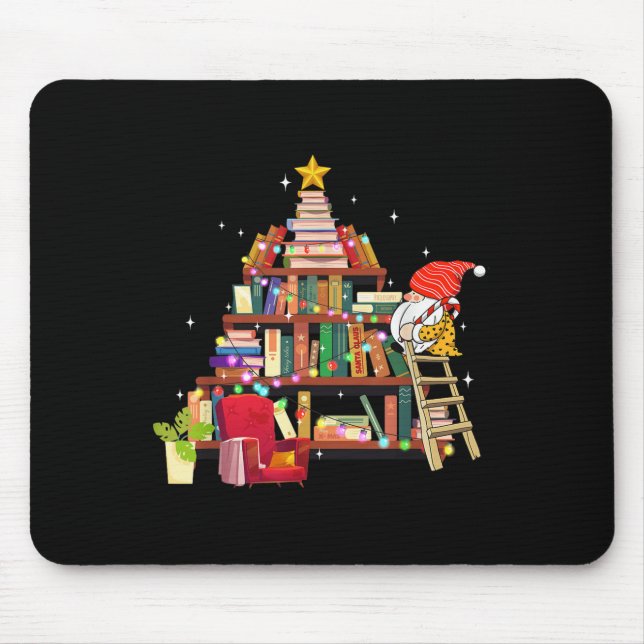 Mousepad Librarian And Book Lover Christmas Library Tree Li (Frente)