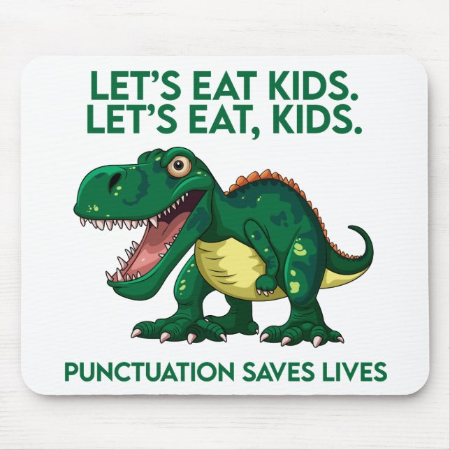 Mousepad Lição de Gramática do Dinossauro Engraçado (Frente)