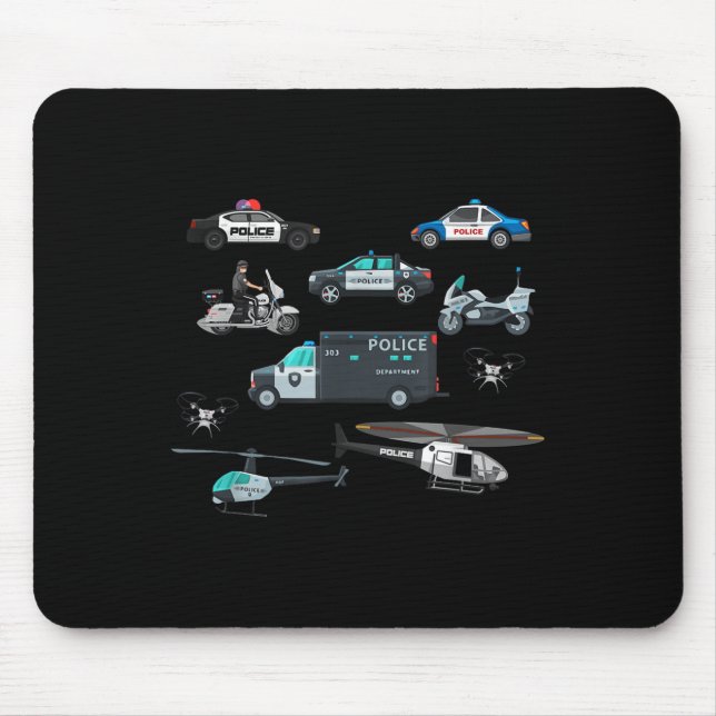 Mousepad Lice Vehicles Cop Helicopter Toddlers Kids Women M (Frente)