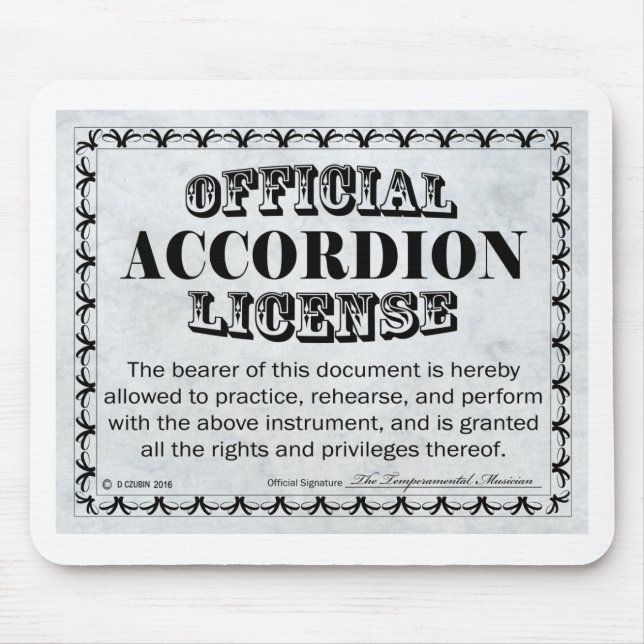 Mousepad Licença Acordeão (Frente)