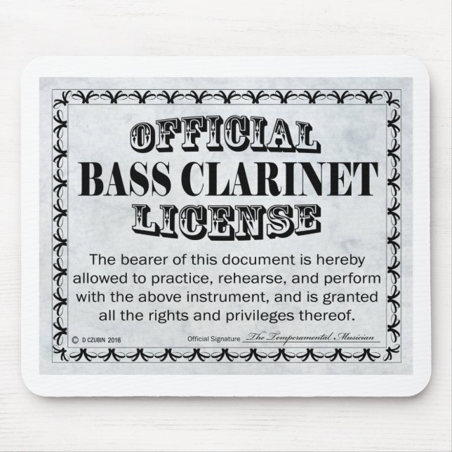 Mousepad Licença Bass Clarinet (Frente)