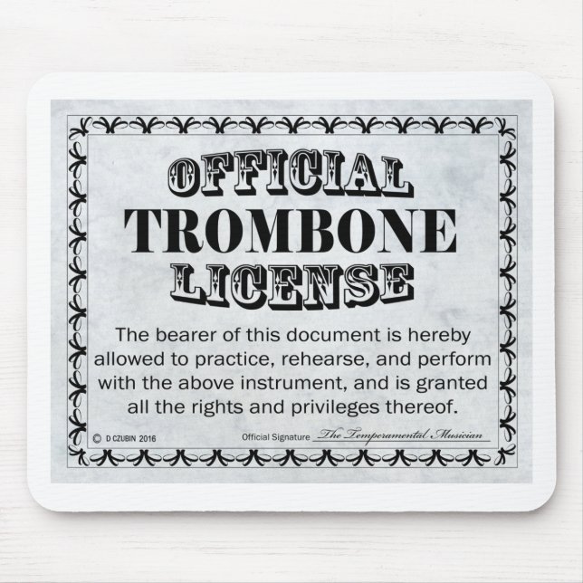 Mousepad Licença de Trombone (Frente)
