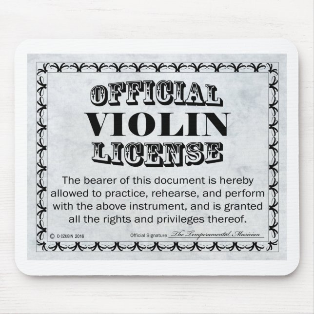 Mousepad Licença de Violino (Frente)