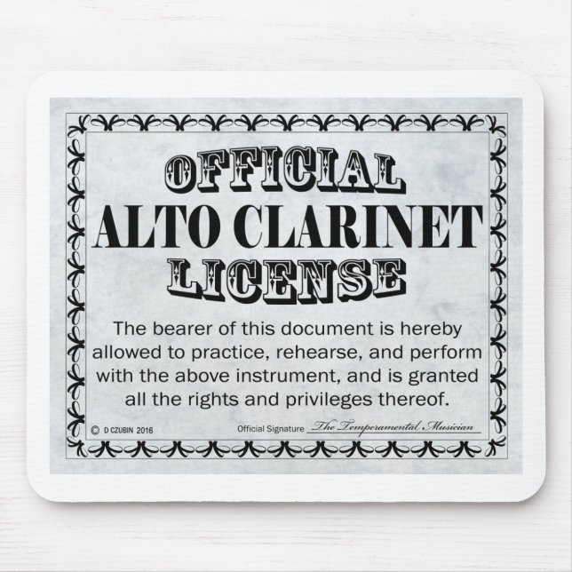 Mousepad Licença do Alto Clarinet (Frente)