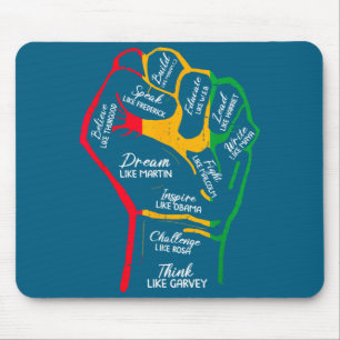 Mousepad Líderes negros inspiradores punho cerrado mão pret