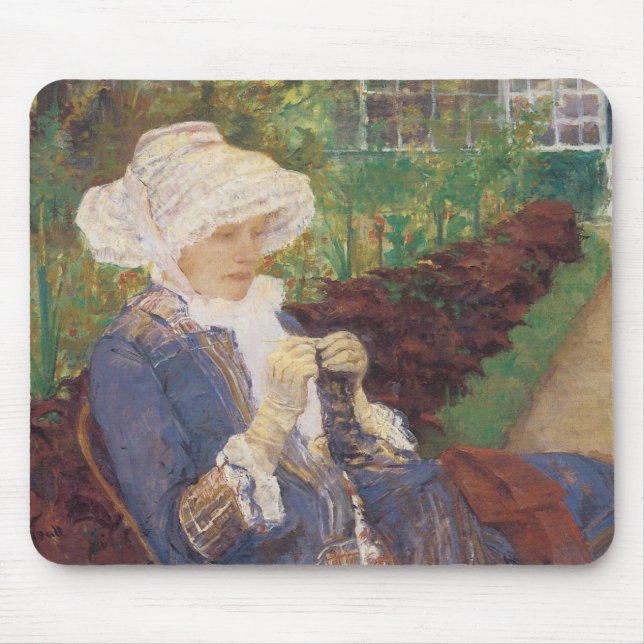Mousepad Lídia Crochê no Jardim em Marly, Mary Cassatt (Frente)