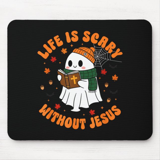 Mousepad Life Is Y Without Jesus - Christian Halloween  (Frente)