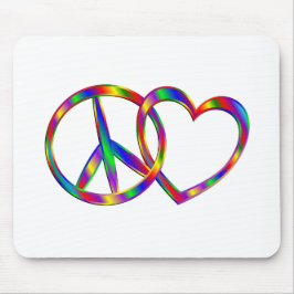 Mousepad Ligando o sinal e o coração de paz
