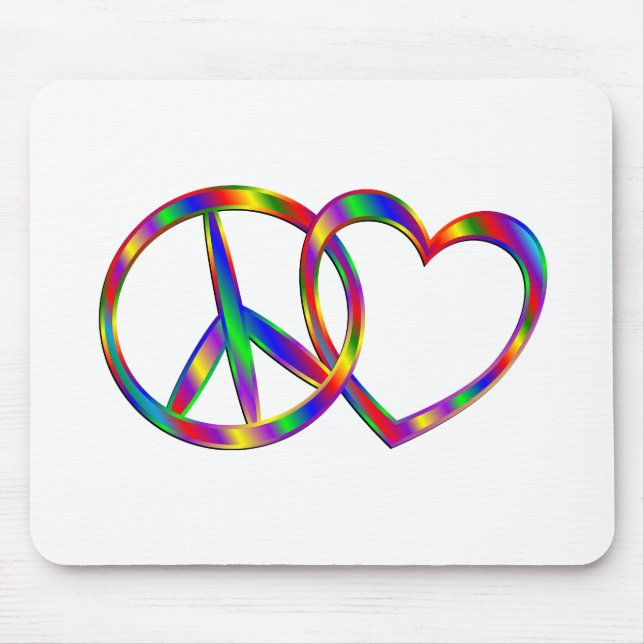 Mousepad Ligando o sinal e o coração de paz (Frente)