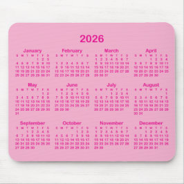 Mousepad Light and Hot Pink 2026 Calendar