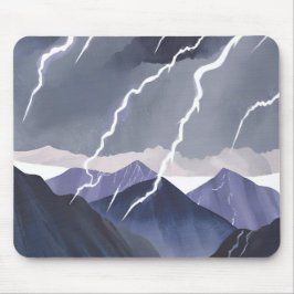 Mousepad Lightning Storm | Watercolor Dark Mountains