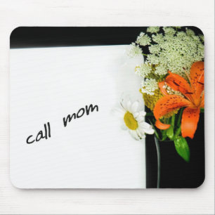 Mousepad Ligue para o Lembrete da Mãe no Conselho Branco