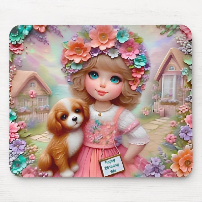 Mousepad LILA ~ Aniversário Floral Saudação ~ (Frente)