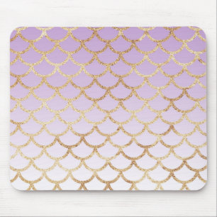Mousepad Lilás Rosa Dourado Sereia Brilho Faíscas Feminino