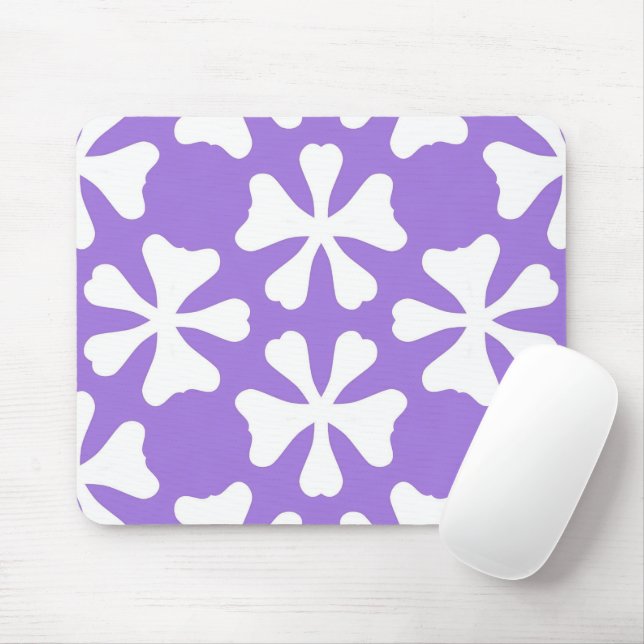 Mousepad Lilás Roxo e Branco Padrão Geométrico Elegante (Com mouse)