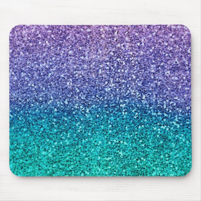 Mousepad Lilás Roxo & Verde Água Téu Brilhante Purpurina (Frente)