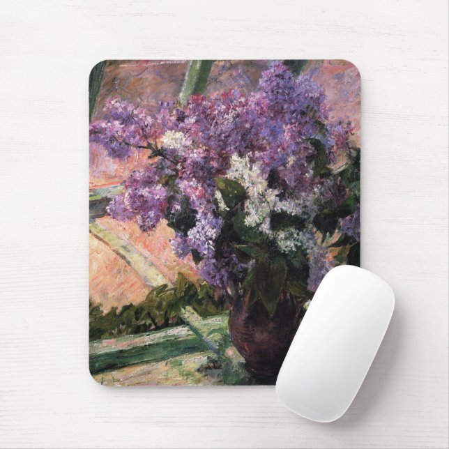 Mousepad Lilases em uma janela | Mary Cassatt (Com mouse)