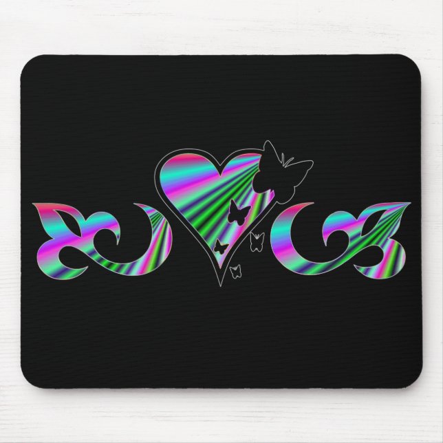 Mousepad Lily Heart e Borboleta - rainbowart (Frente)