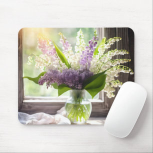 Mousepad Lily of the Valley and Lilac Buquê By Window