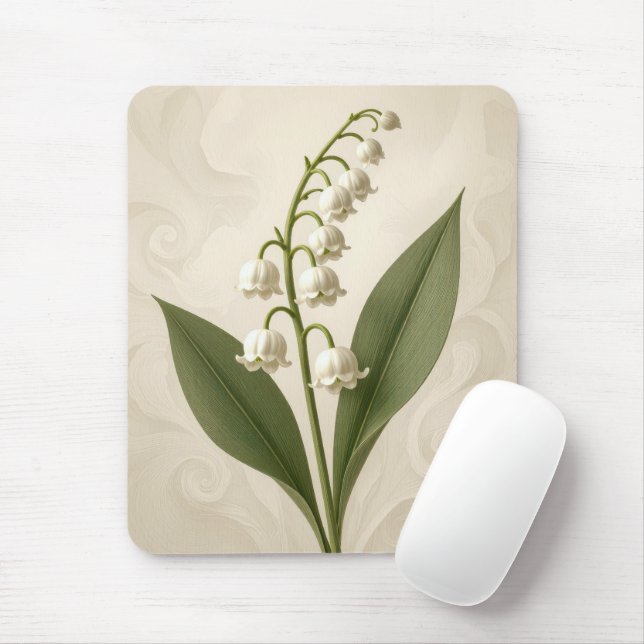 Mousepad Lily of the Valley On Neutral Abstract Design (Com mouse)