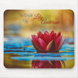 Mousepad Lily Red Water "The Desk Of" *Personalize*