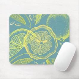 Mousepad Limão Abstrato em Amarelo e Turquesa