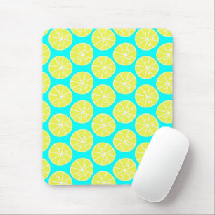 Mousepad Limão fatiado em fundo azul