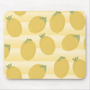 Mousepad Limões Amarelos Frutas de Verão Faixa Aquarela