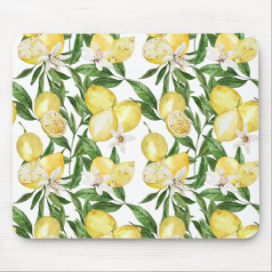 Mousepad Limões de Verão e padrão florescente de limão