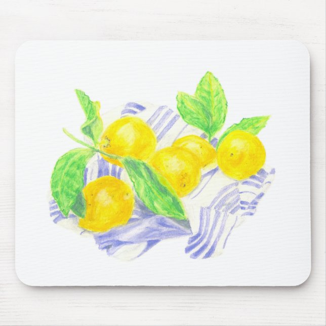 Mousepad Limões Meyer na toalha da cozinha (Frente)