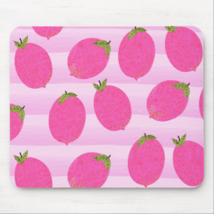 Mousepad Limões Rosa Limonada Verão Frutas Aquarela