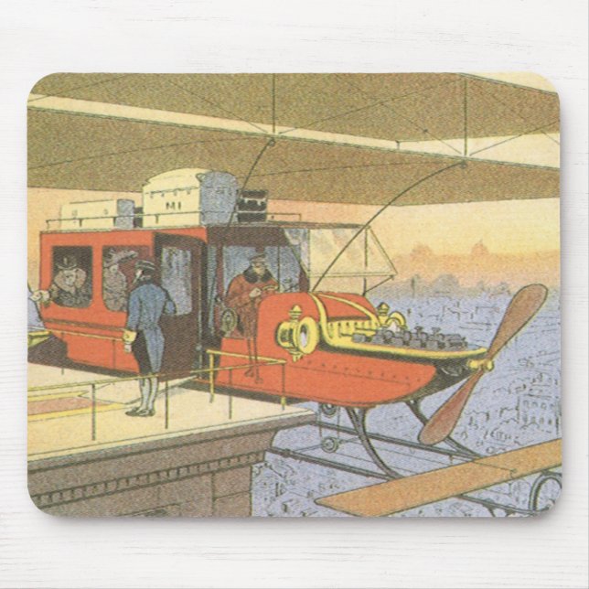 Mousepad Limousine Helicóptero Avião Ficção Científica Vint (Frente)