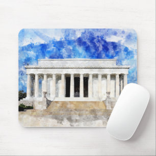 Mousepad Lincoln Memorial facade em aquarela