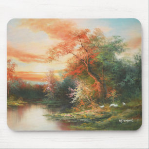 Mousepad Linda cena do rio no pôr do sol