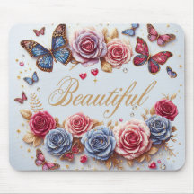 "Linda" com borboletas e rosas