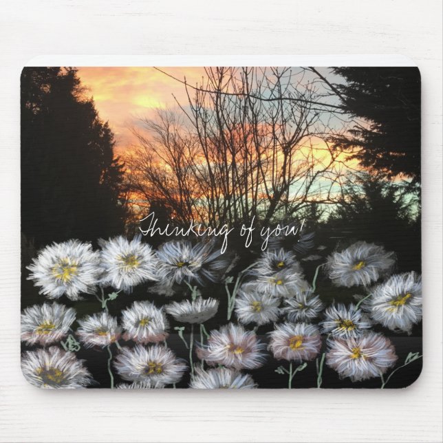Mousepad Linda e fresca margarida contra o pôr do sol de in (Frente)