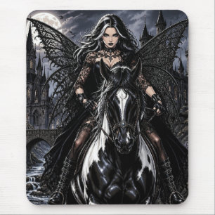 Mousepad Linda Fada Gótica em Cavalo Preto