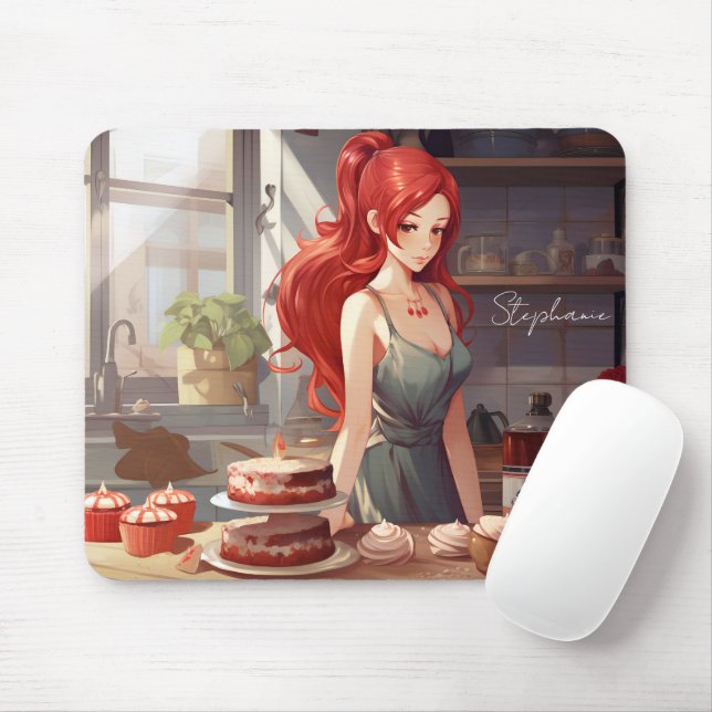 Mousepad Linda Garota Baking Na Kithcen (Com mouse)