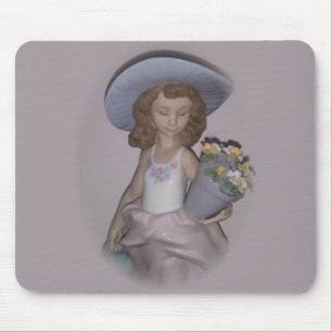 Mousepad Linda garota com flores Lladro