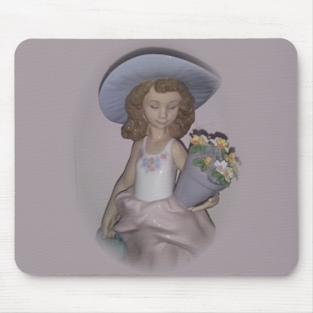 Mousepad Linda garota com flores Lladro (Frente)