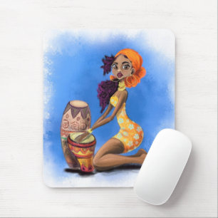 Mousepad Linda garota Drummer Africana - Festa de Música F