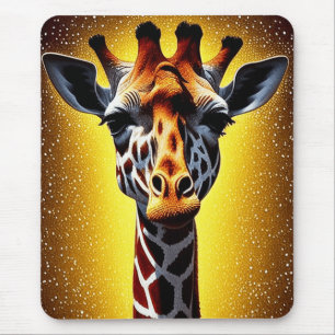 Mousepad Linda girafa com Dourada brilho