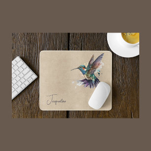 Mousepad Linda Hummingbird Personalizado Aquarela