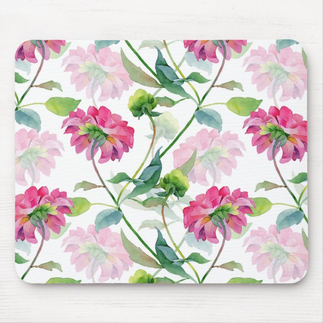 Mousepad Linda Ilustração das Flores de Água Rosa (Frente)