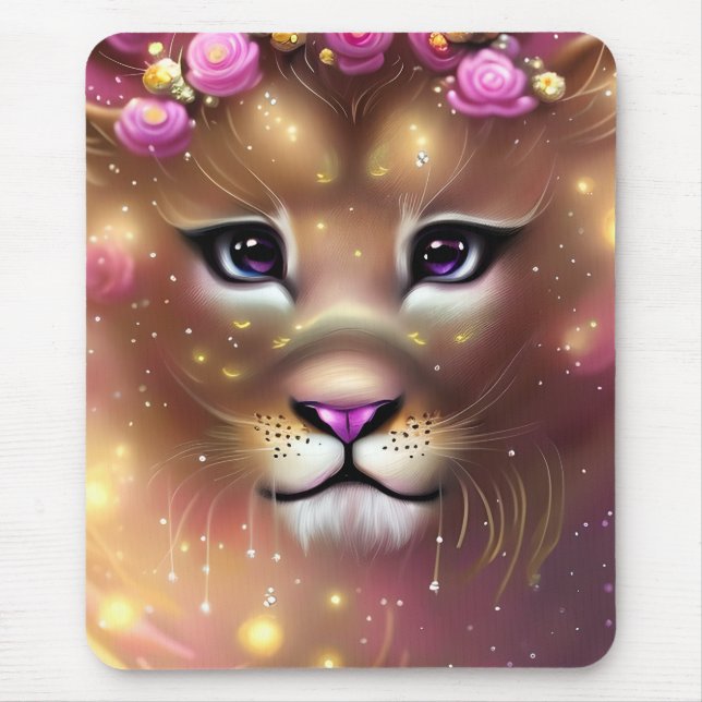 Mousepad Linda Leão de Rapariga Fantasia (Frente)