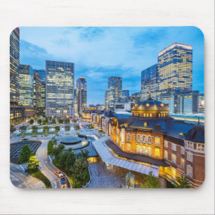 Mousepad Linda linha do horizonte de Tóquio na estação ferr